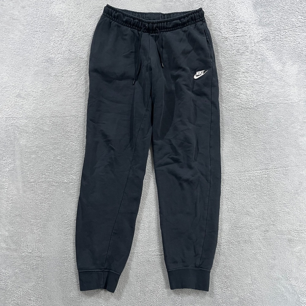 Nike Sportswear Essential Jogger Pants Womens M Black Fleece Lined Tapered Leg